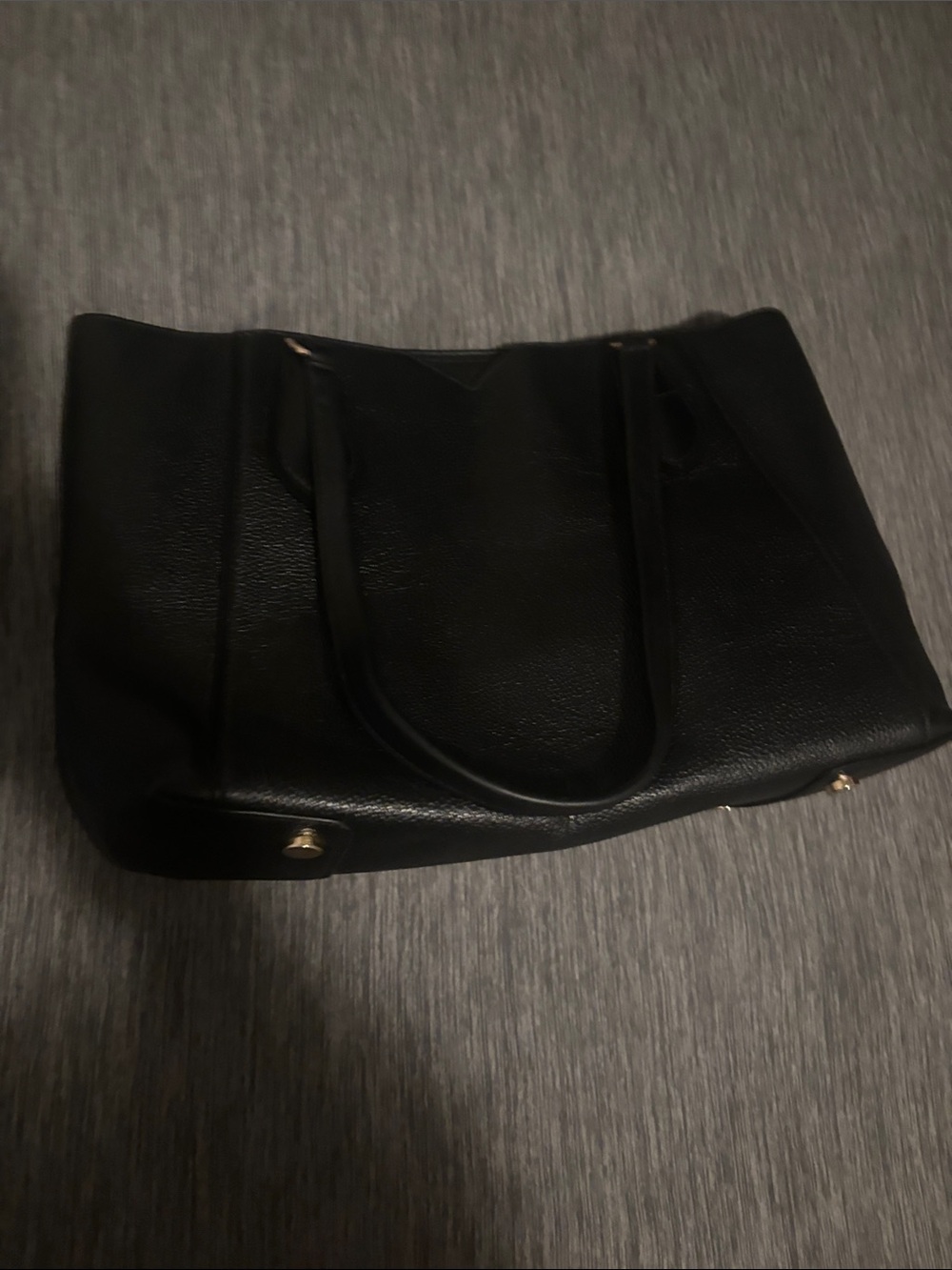 Michael Kors Black Leather Tote with Gold Hardware
